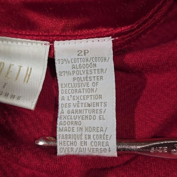 Oversized Velour Red Zip Jacket 2XL Elisabeth Crop Satin Soft Glam Lightweight - Picture 12 of 16